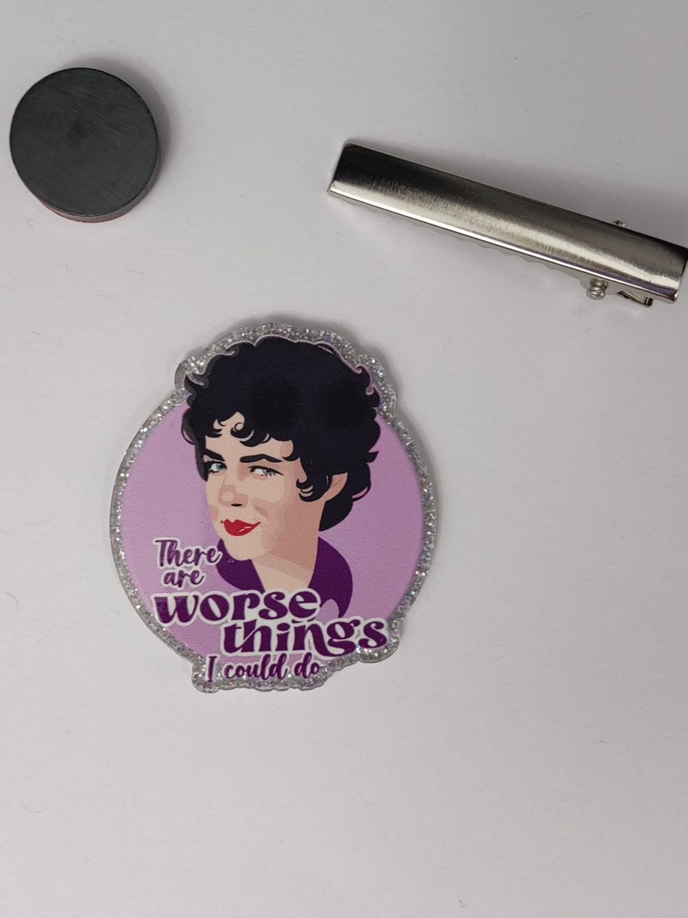 Custom Handmade Character Magnet or Hair Clip- Rizzo$